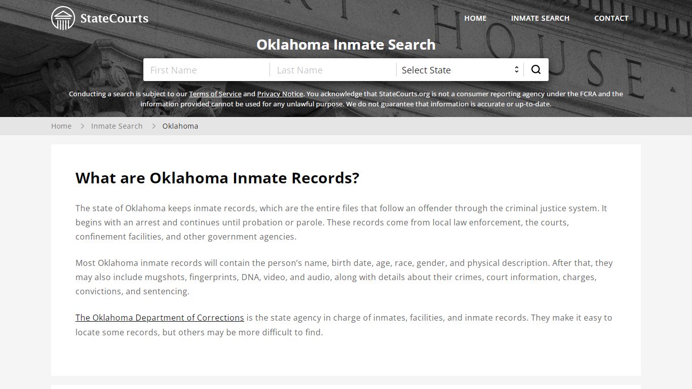 Oklahoma Inmate Search, Prison and Jail Information - StateCourts